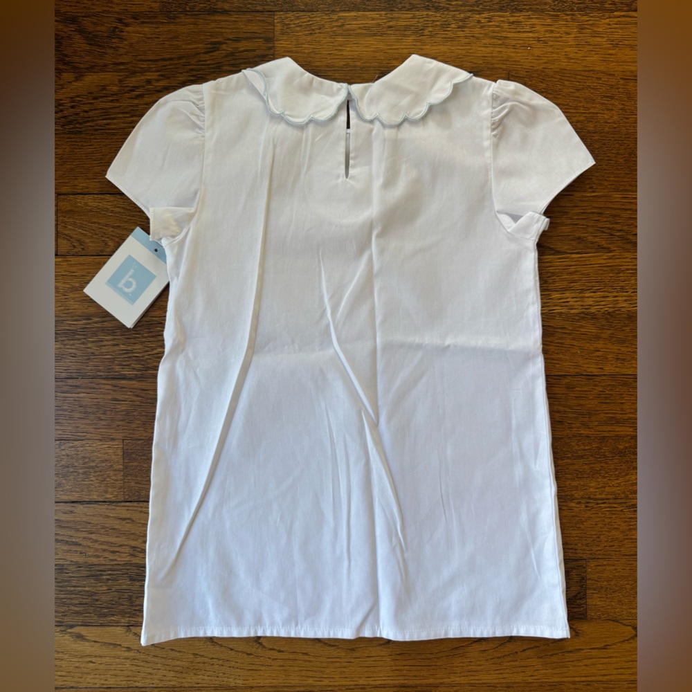 NWT Bella Bliss Blouse with Blue Trim Scalloped Collar size 6 - Picture 2 of 3